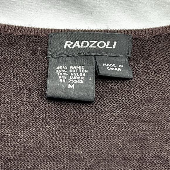 Radzoli Sweater Vest Women's Size Medium Brown Beaded Sequinned Artsy V Neck - Picture 3 of 7